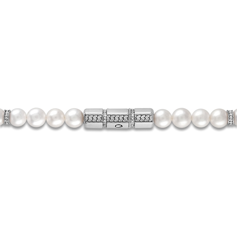 Main Image 3 of 1933 by Esquire Men's Freshwater Cultured Pearl & Natural White Topaz Necklace Sterling Silver 22"