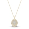 Thumbnail Image 1 of Men's Diamond Cross Pendant Necklace 1/10 ct tw Round 14K Yellow Gold 22"