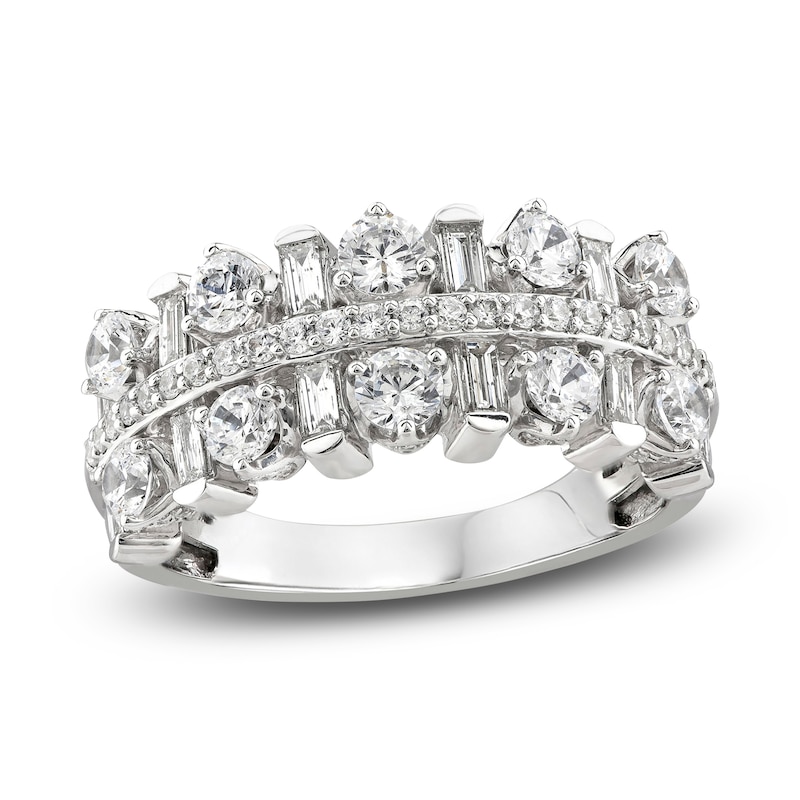 Main Image 1 of Diamond Ring 1-1/2 ct tw Round/Baguette 14K White Gold