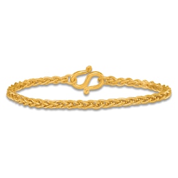 High-Polish Wheat Chain Bracelet 24K Yellow Gold 7.5&quot; 4.0mm