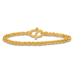 High-Polish Wheat Chain Bracelet 24K Yellow Gold 7.5" 4.0mm