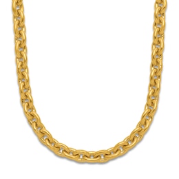 High-Polish Open Oval Chain Necklace 24K Yellow Gold 20" 5.4mm