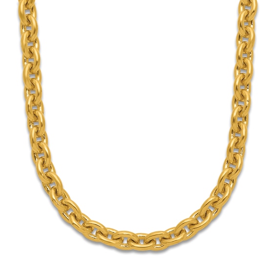 High-Polish Open Oval Chain Necklace 24K Yellow Gold 20" 5.4mm
