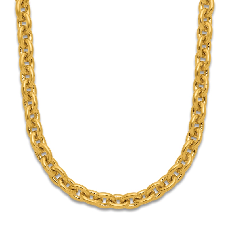 Main Image 1 of High-Polish Open Oval Chain Necklace 24K Yellow Gold 20" 5.4mm