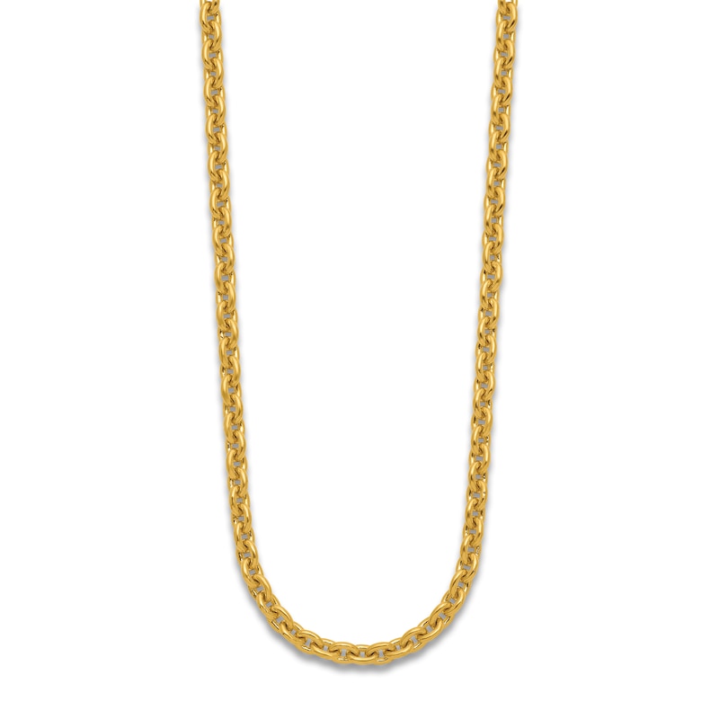 Main Image 2 of High-Polish Open Oval Chain Necklace 24K Yellow Gold 20" 5.4mm