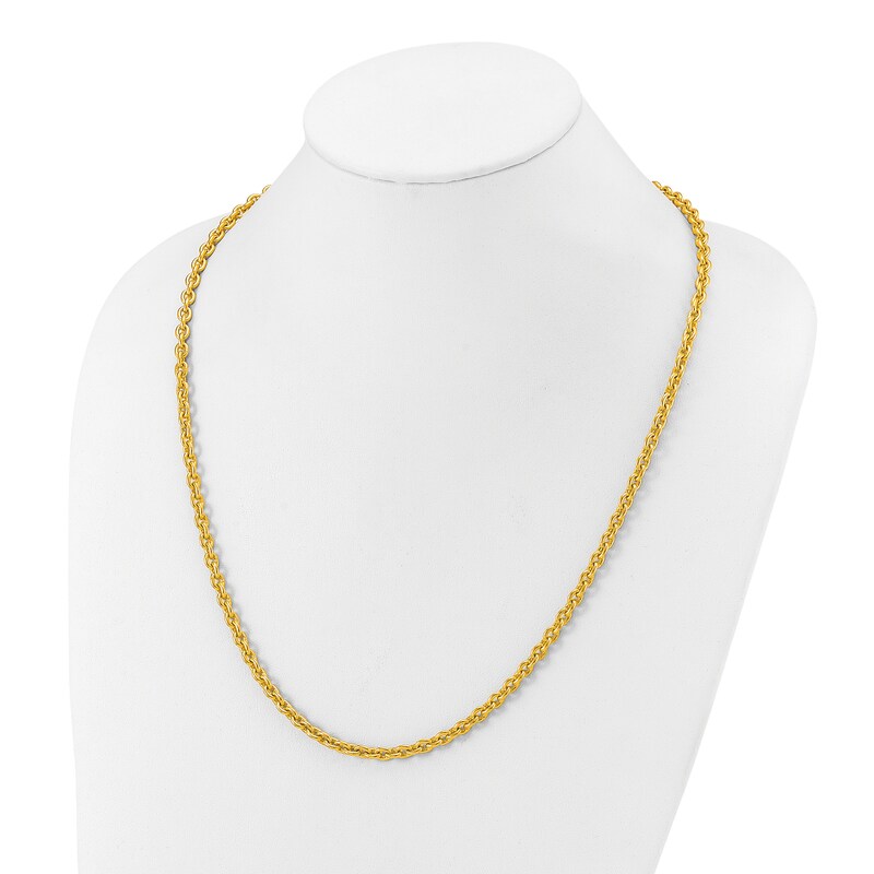 Main Image 3 of High-Polish Open Oval Chain Necklace 24K Yellow Gold 20" 5.4mm