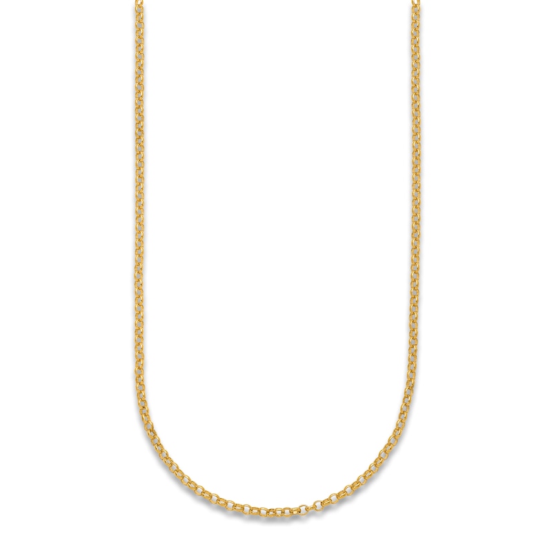 Main Image 2 of High-Polish Rolo Link Chain 24K Yellow Gold 20" 2.1mm
