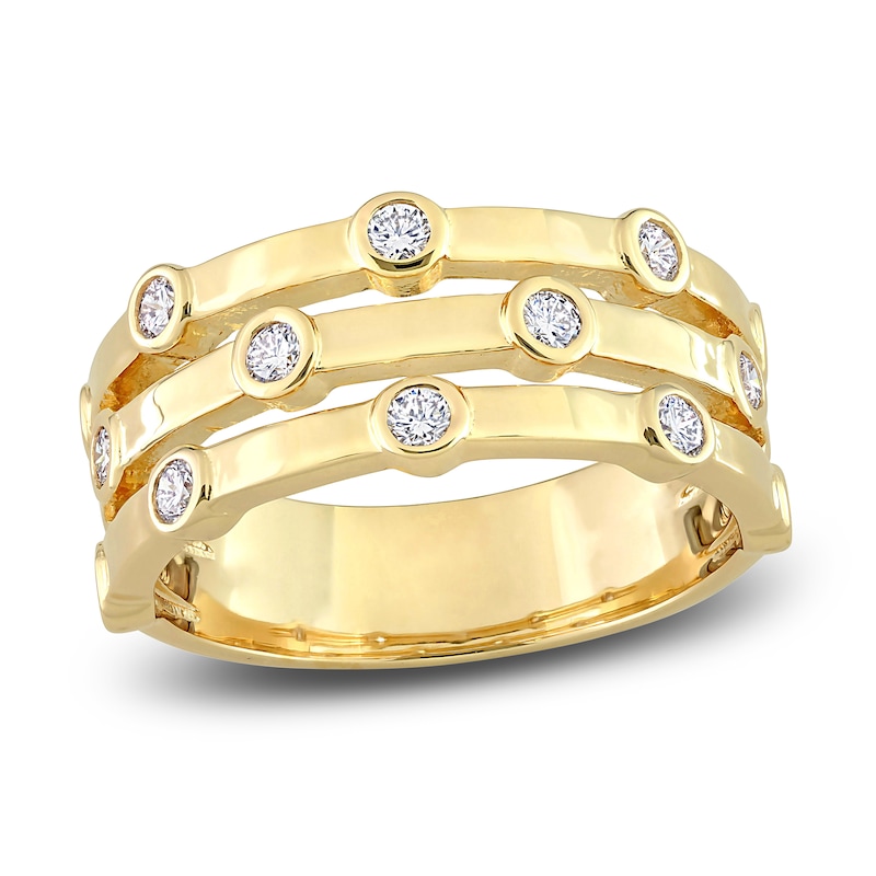 Diamond 3-Row Ring 1/2 ct tw Round 14K Yellow Gold