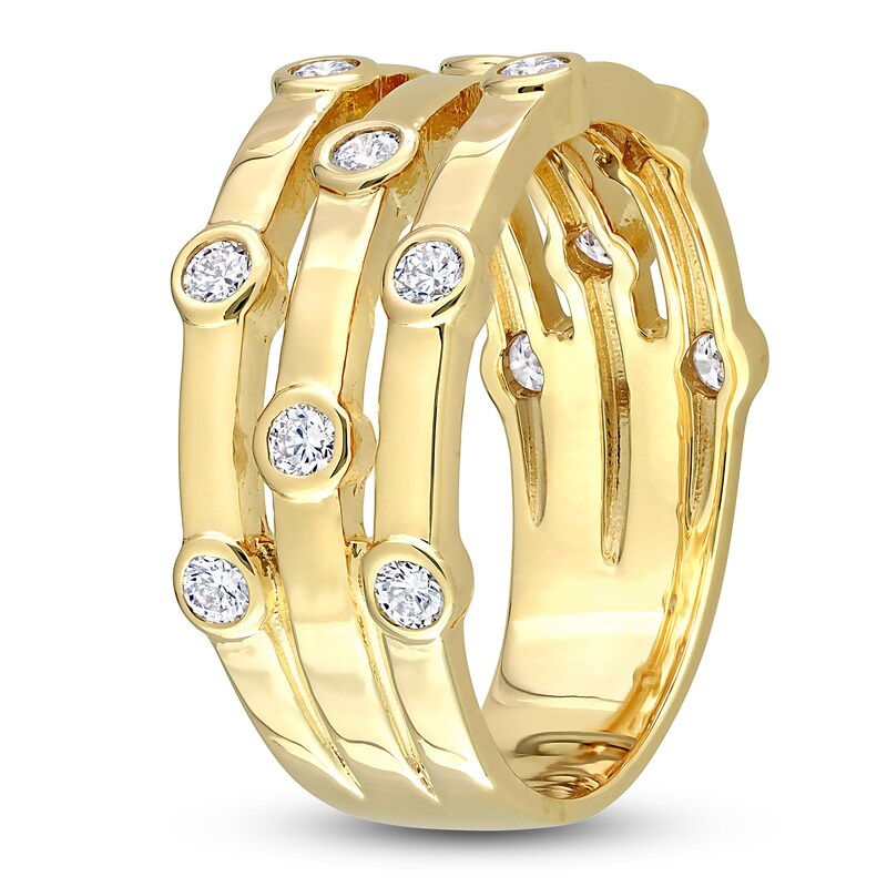 Diamond 3-Row Ring 1/2 ct tw Round 14K Yellow Gold