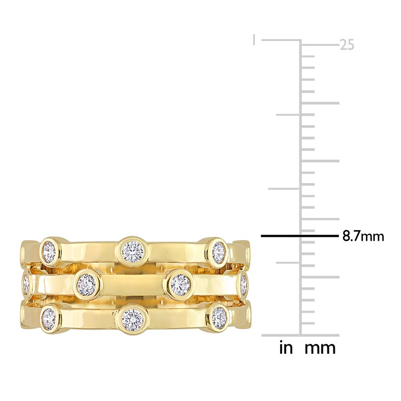 Diamond 3-Row Ring 1/2 ct tw Round 14K Yellow Gold
