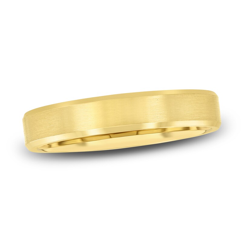 Men's Brushed Wedding Band 14K Yellow Gold 4.0mm