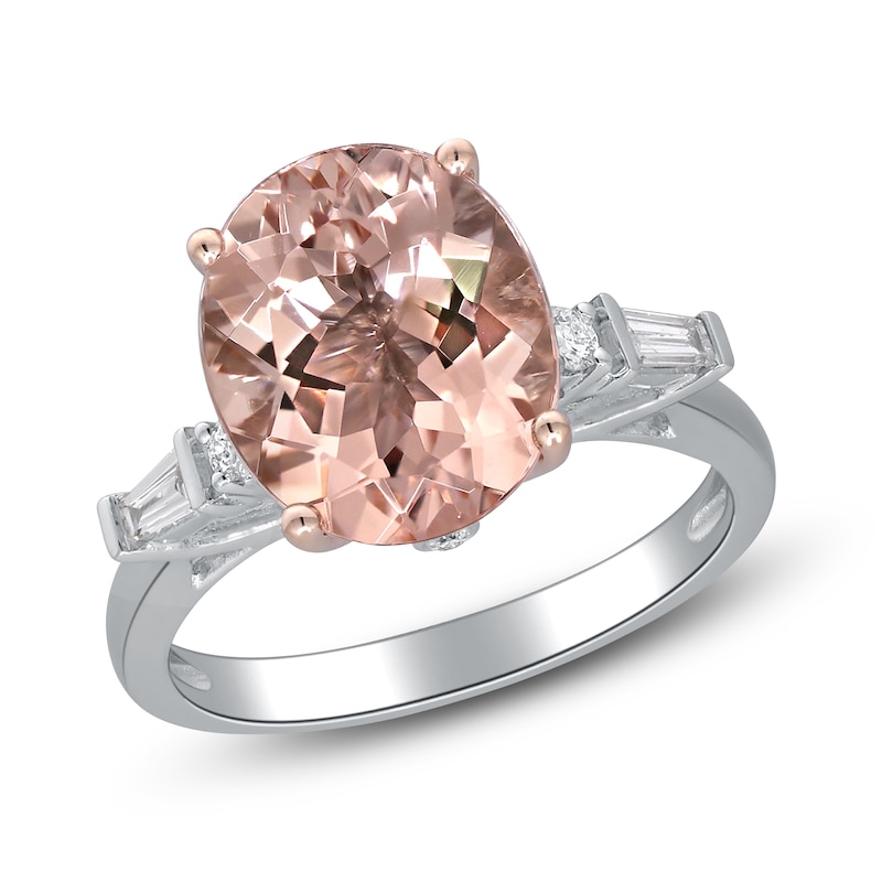 Main Image 2 of Natural Oval-Cut Morganite & Diamond Engagement Ring 1/5 ct tw 14K Two-Tone Gold