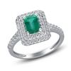 Thumbnail Image 2 of Emerald-Cut Natural Emerald & Diamond Halo Engagement Ring 1/3 ct tw 14K White Gold