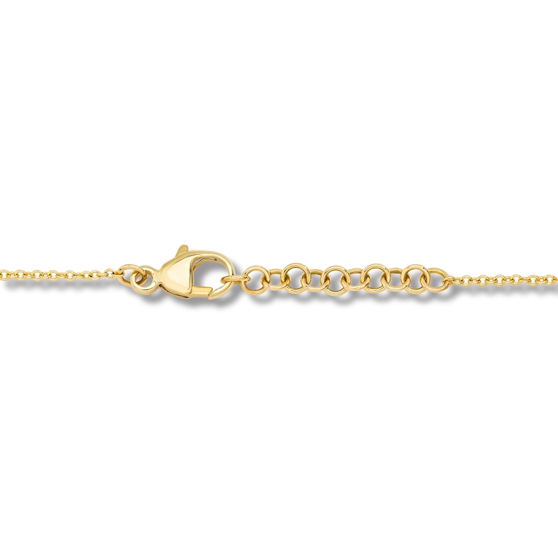 Diamond Double Heart Bracelet 1/20 ct tw 14K Yellow Gold 5"