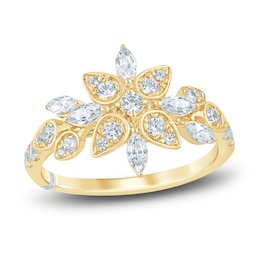 Pnina Tornai Diamond Flower Ring 3/4 ct tw 14K Yellow Gold