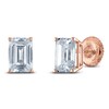 Thumbnail Image 2 of Emerald-Cut Lab-Grown Diamond Solitaire Stud Earrings 3/4 ct tw 14K Rose Gold (F/SI2)