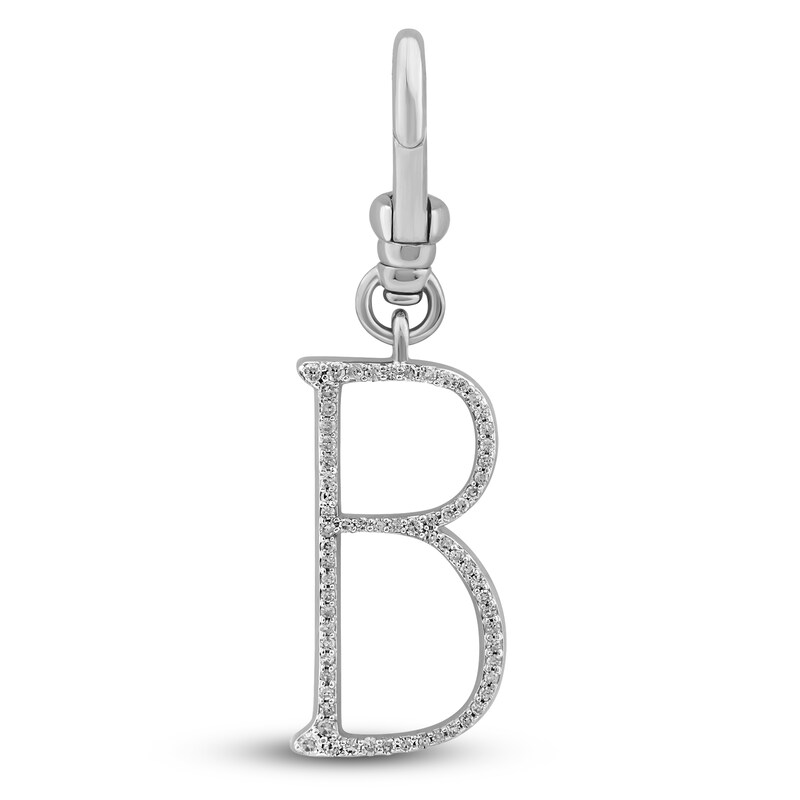 Main Image 1 of Charm'd by Lulu Frost Diamond Letter B Charm 1/8 ct tw Pavé Round 10K White Gold