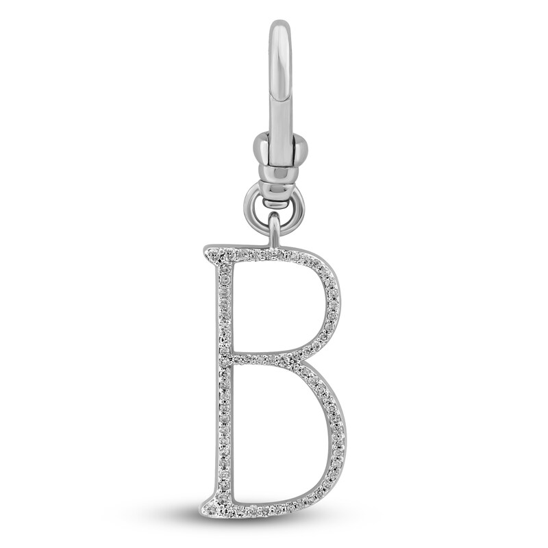 Charm'd by Lulu Frost Diamond Letter B Charm 1/8 ct tw Pavé Round 10K White Gold