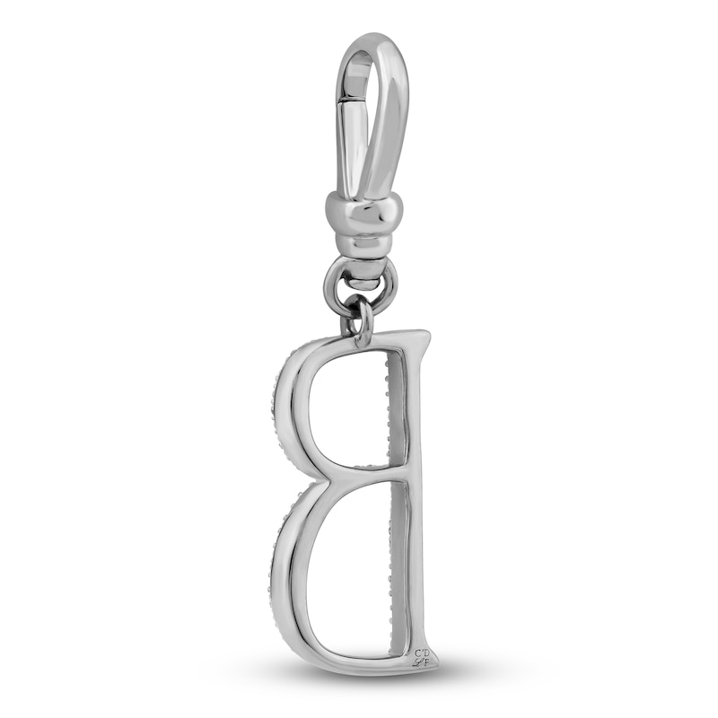 Main Image 2 of Charm'd by Lulu Frost Diamond Letter B Charm 1/8 ct tw Pavé Round 10K White Gold