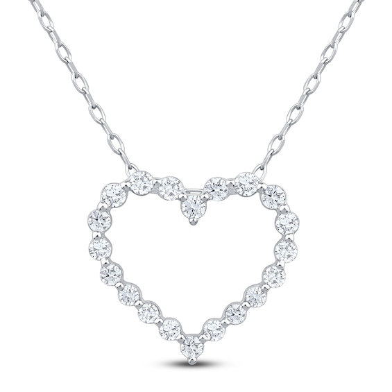 Jared Signature Diamond Heart Outline Necklace 1/4 ct tw 10K White Gold 18"