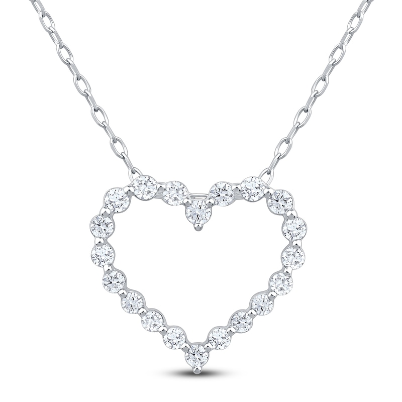 Diamond Heart Outline Necklace 1/4 ct tw 10K White Gold 18"