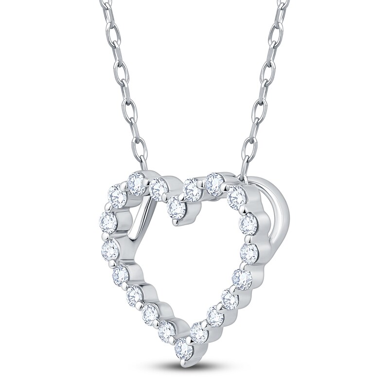 Main Image 3 of Diamond Heart Outline Necklace 1/4 ct tw 10K White Gold 18"