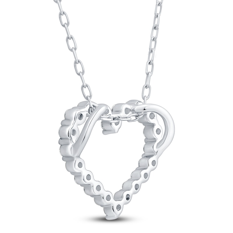 Main Image 4 of Diamond Heart Outline Necklace 1/4 ct tw 10K White Gold 18"