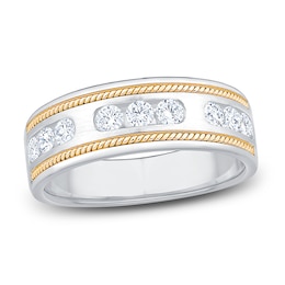 Men's Certified Diamond Twist Wedding Band 3/4 ct tw 14K Two-Tone Gold