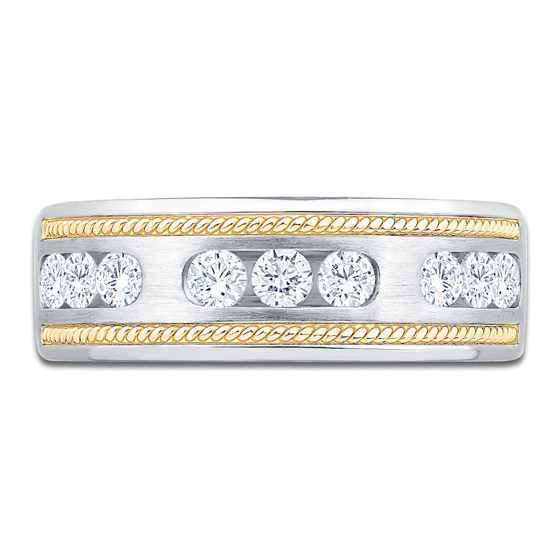 Main Image 3 of Men's Certified Diamond Twist Wedding Band 3/4 ct tw 14K Two-Tone Gold