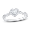 Thumbnail Image 1 of Multi-Diamond Heart Halo Promise Ring 1/5 ct tw 10K White Gold