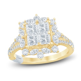 Pnina Tornai Princess-Cut Quad Diamond Halo Engagement Ring 2-1/3 ct tw 14K Yellow Gold