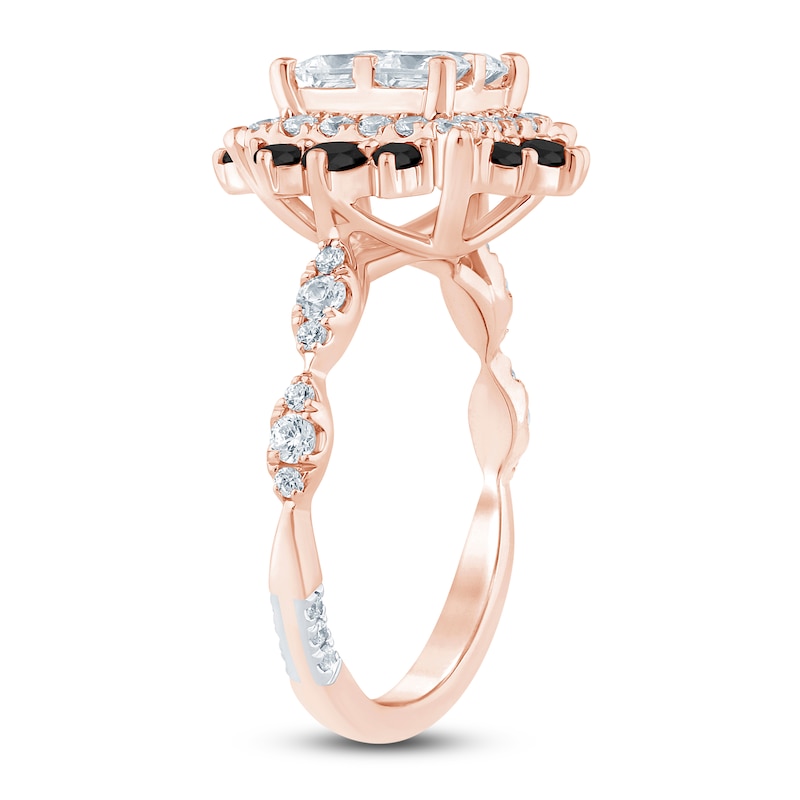 Main Image 2 of Pnina Tornai Princess-Cut Quad White Diamond & Black Diamond Halo Engagement Ring 1-3/4 ct tw 14K Rose Gold