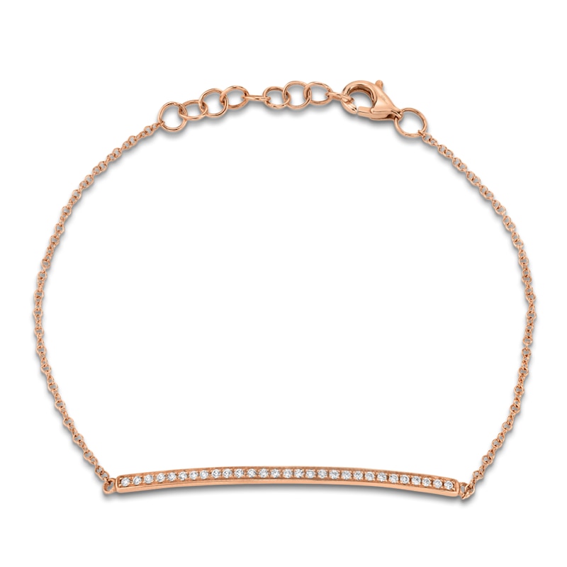 Main Image 1 of Shy Creation Diamond Bar Bracelet 1/6 ct tw 14K Rose Gold 7" SC55001169