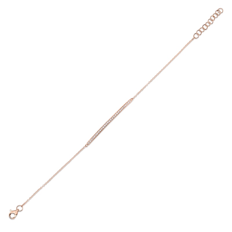 Main Image 3 of Shy Creation Diamond Bar Bracelet 1/6 ct tw 14K Rose Gold 7" SC55001169