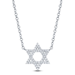 Shy Creation Diamond Star of David Necklace 1/10 ct tw 14K White Gold 18" SC55005241