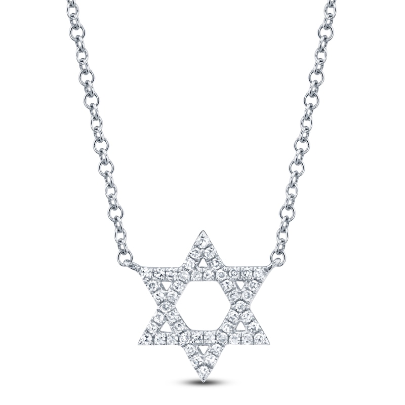 Main Image 1 of Shy Creation Diamond Star of David Necklace 1/10 ct tw 14K White Gold 18" SC55005241