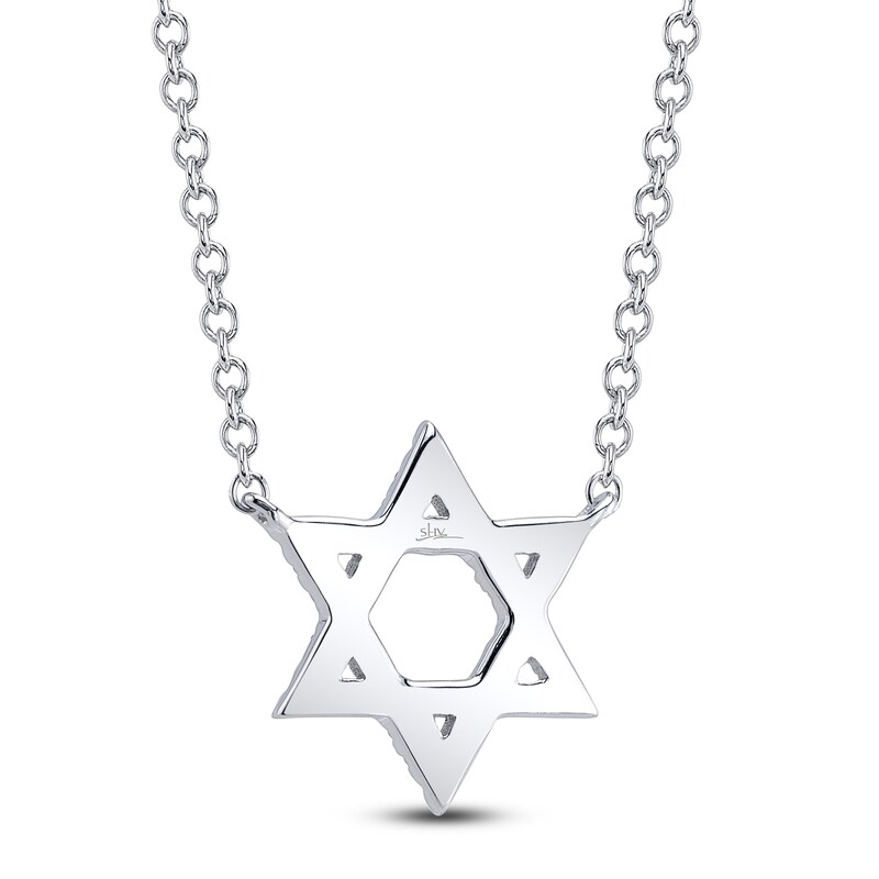 Main Image 3 of Shy Creation Diamond Star of David Necklace 1/10 ct tw 14K White Gold 18" SC55005241