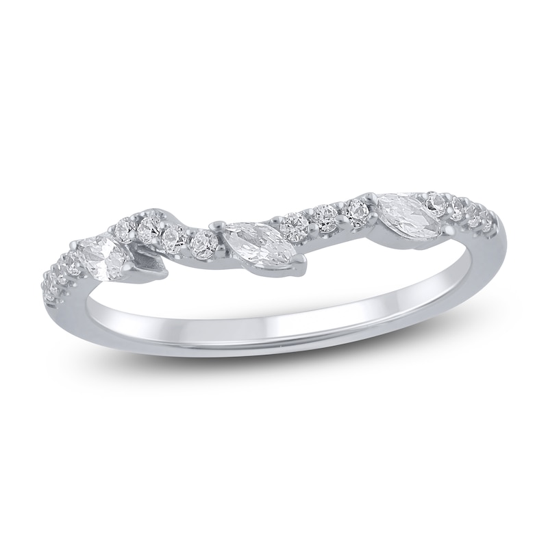 Main Image 1 of Certified Marquise & Round-Cut Diamond Contour Anniversary Ring 1/3 ct tw 14K White Gold