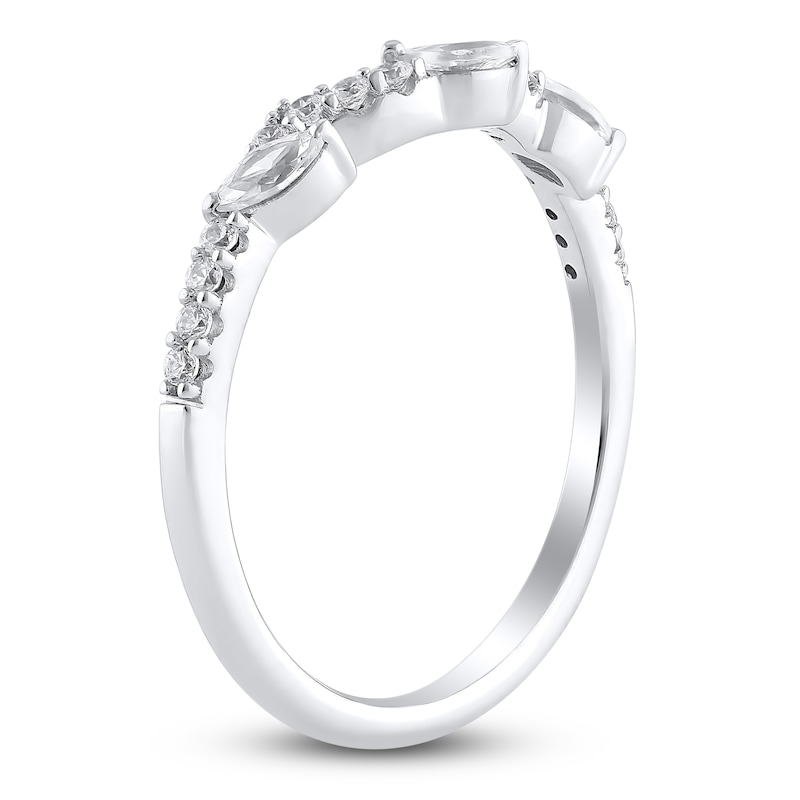 Main Image 2 of Certified Marquise & Round-Cut Diamond Contour Anniversary Ring 1/3 ct tw 14K White Gold