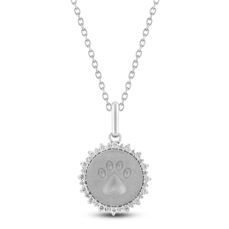Main Image 1 of Diamond Paw Print Medallion Necklace 1/4 ct tw Sterling Silver 18"