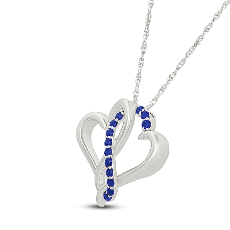 Main Image 2 of Blue Lab-Created Sapphire Entwined Hearts Necklace Sterling Silver 18"