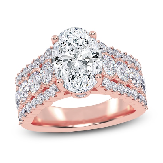 Oval-Cut Lab-Grown Diamond Engagement Ring 3-3/4 ct tw 14K Rose Gold