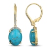 Thumbnail Image 1 of Oval-Cut Natural Turquoise & Blue Topaz Dangle Earrings 14K Yellow Gold