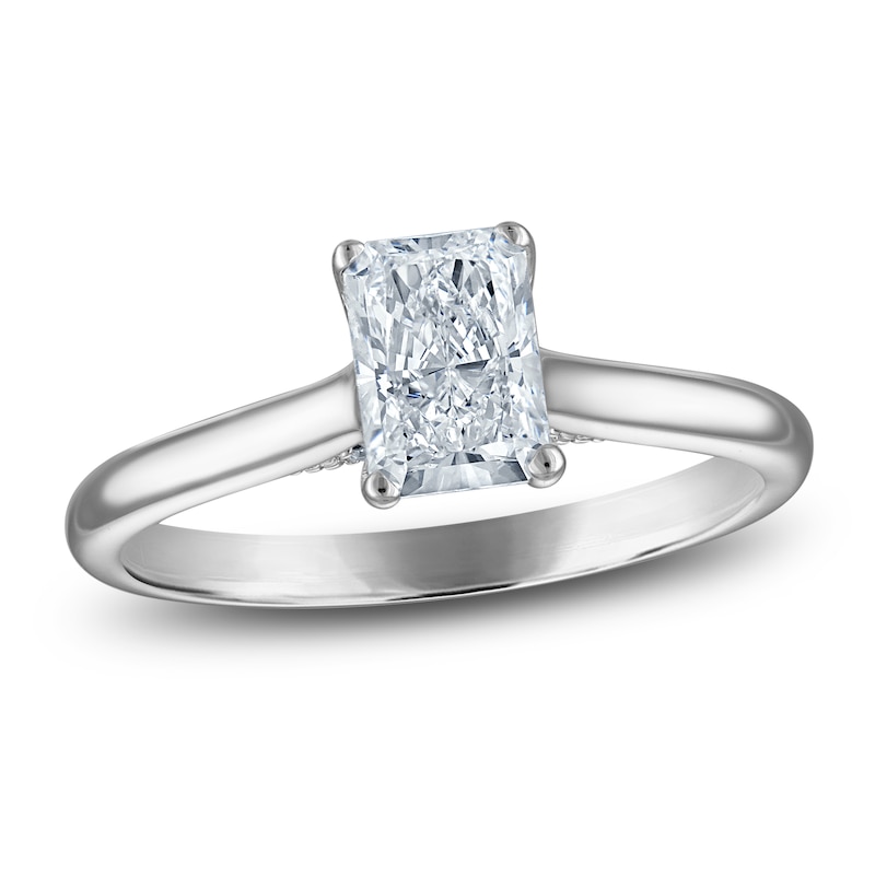 Main Image 1 of Radiant-Cut Lab-Grown Diamond Solitaire Plus Engagement Ring 1 ct tw Platinum (VS2/F)