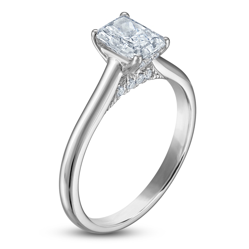 Main Image 2 of Radiant-Cut Lab-Grown Diamond Solitaire Plus Engagement Ring 1 ct tw Platinum (VS2/F)