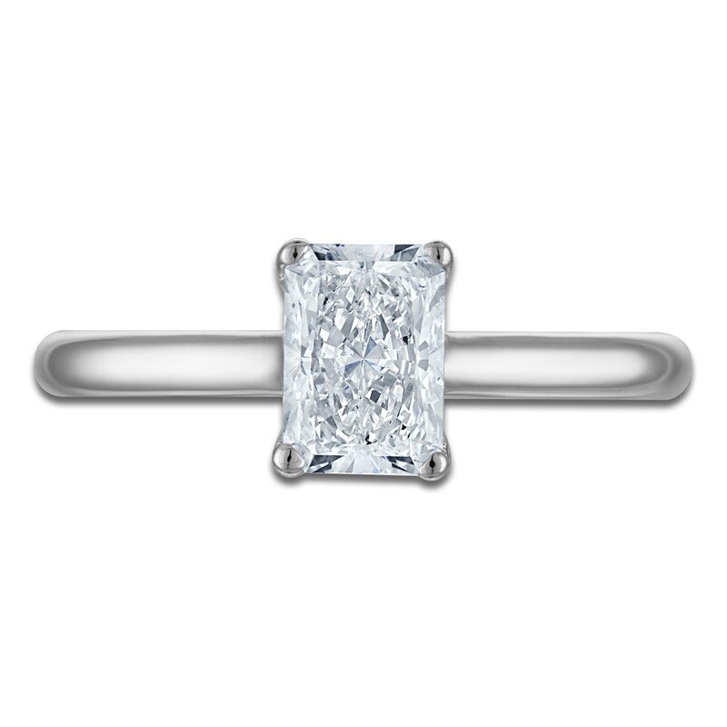 Main Image 3 of Radiant-Cut Lab-Grown Diamond Solitaire Plus Engagement Ring 1 ct tw Platinum (VS2/F)