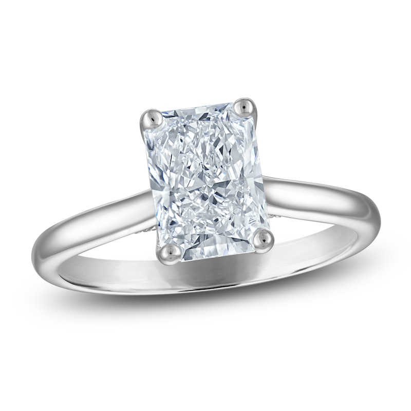 Main Image 1 of Radiant-Cut Lab-Grown Diamond Solitaire Plus Engagement Ring 2-5/8 ct tw Platinum (VS2/F)