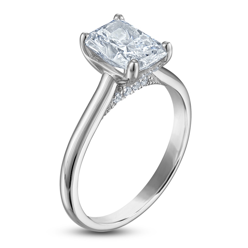 Main Image 2 of Radiant-Cut Lab-Grown Diamond Solitaire Plus Engagement Ring 2-5/8 ct tw Platinum (VS2/F)
