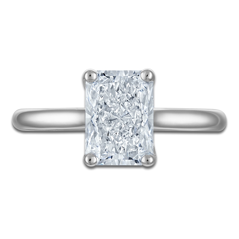Main Image 3 of Radiant-Cut Lab-Grown Diamond Solitaire Plus Engagement Ring 2-5/8 ct tw Platinum (VS2/F)