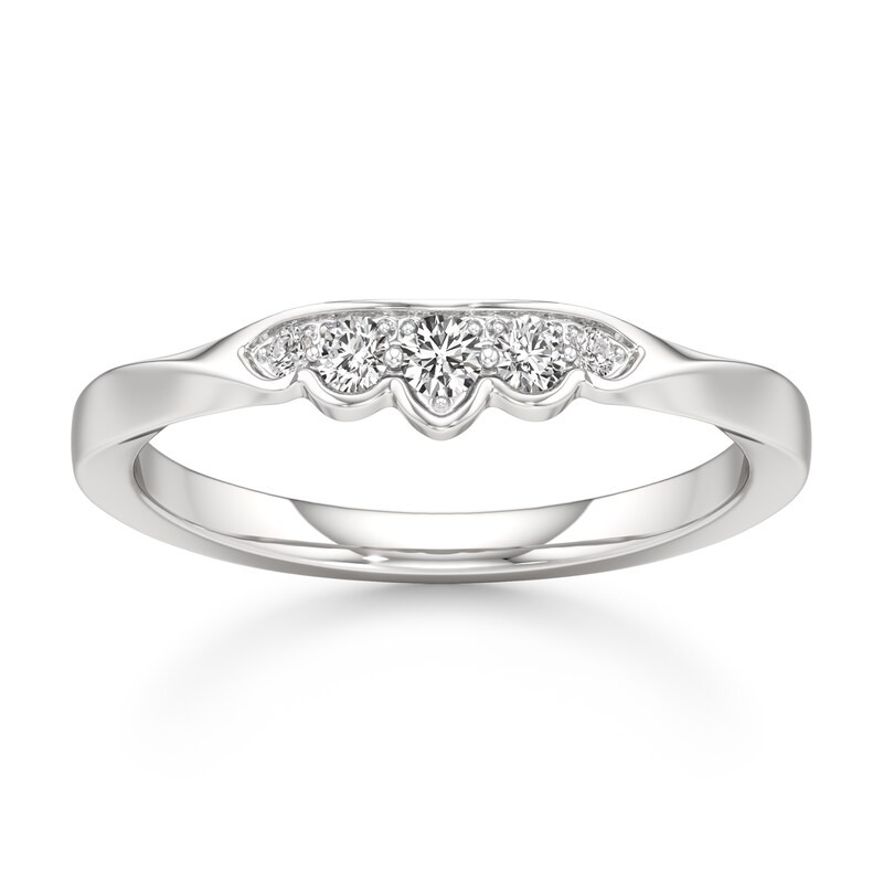 Main Image 1 of J'Lure Lab-Created Diamond Scalloped Wedding Band 1/8 ct tw 18K White Gold